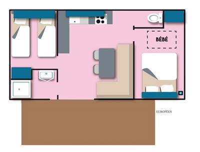 Campsite 4* La Roseraie La Baule - www.laroseraie.com - Cottage EUROPEEN Plan