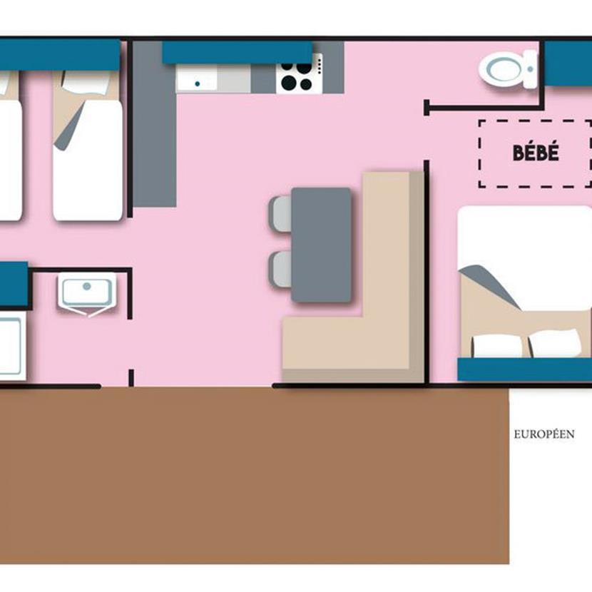 Campsite 4* La Roseraie La Baule - www.laroseraie.com - Cottage EUROPEEN Plan - Camping La Roseraie