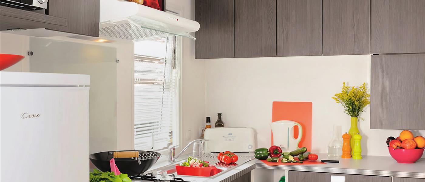 kitchen Cottage Louisiana 4/5 people - 31m² Camping La Roseraie La Baule - Camping La Roseraie