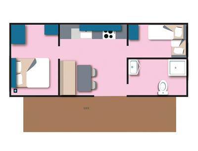 plan Cottage Life 4/5 people - 32m² Camping La Roseraie