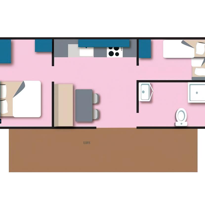 plan Cottage Life 4/5 people - 32m² Camping La Roseraie - Camping La Roseraie