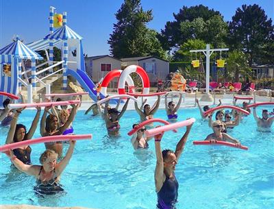 water aerobics class at Camping La Roseraie in La Baule