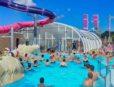 outdoor pool with water slide
